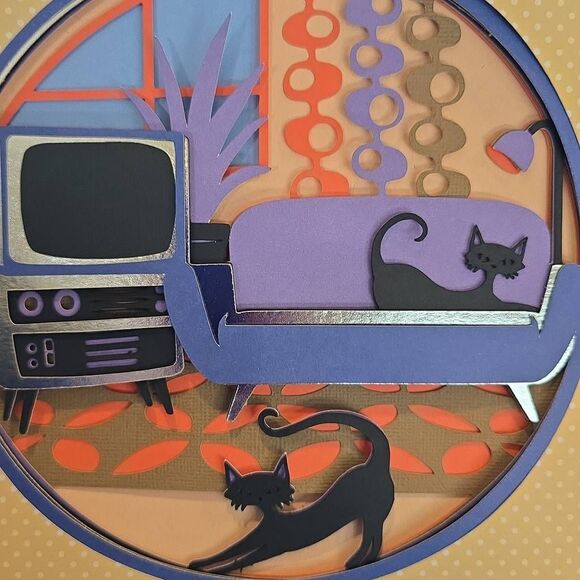 3D Layered Retro Shadowbox 8x8 Inches. Hanger on the back. Gift, home decor, pi - Picture 1 of 8